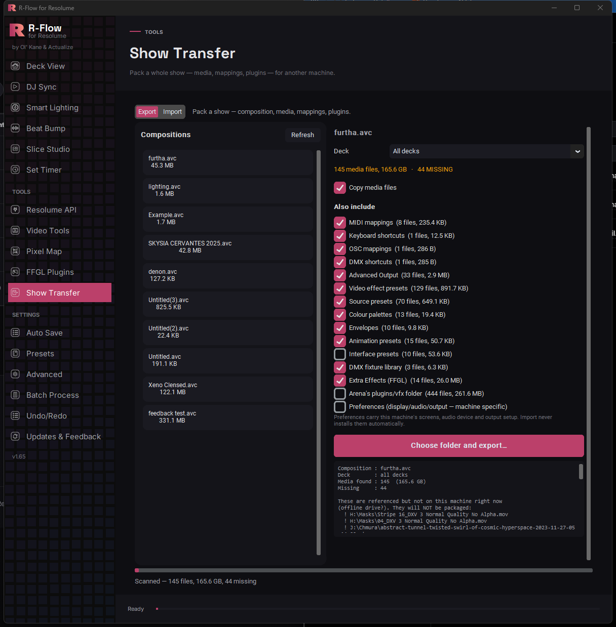Show Transfer: Open the Show Transfer app