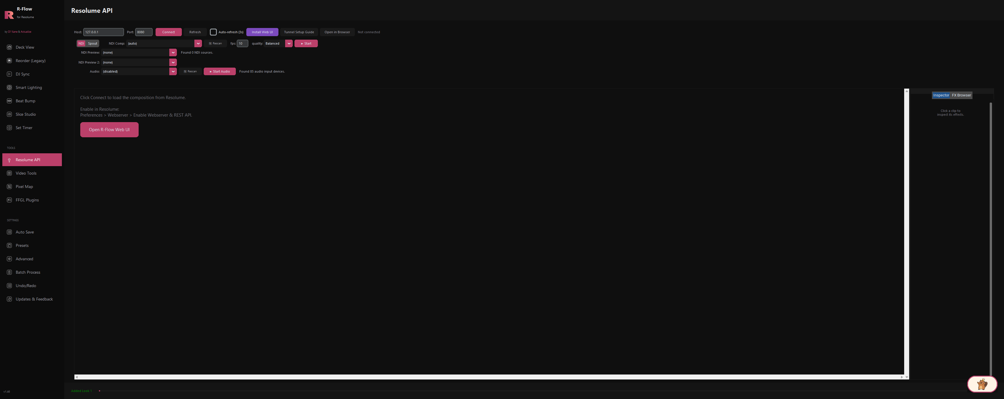Resolume API inside R-Flow
