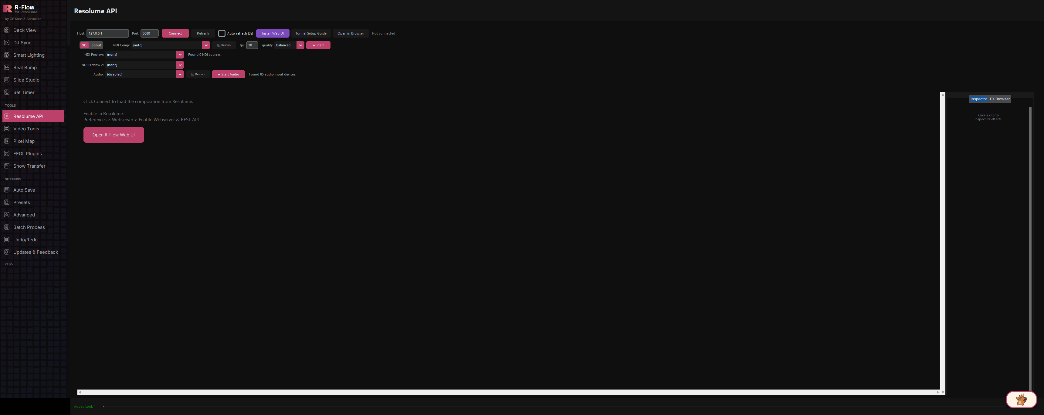 Resolume API inside R-Flow