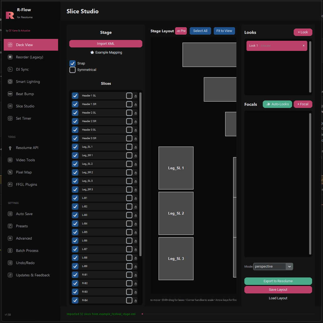 Slice Studio — Arrange and inspect the panels